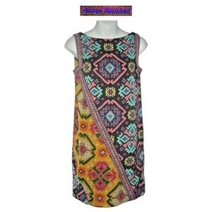 Rachel Roy Dress Bohemian Watercolor Abstract Sheath Boho Hippie Music Fest XS